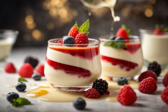 jelly with strawberry dessert (Panna Cotta)