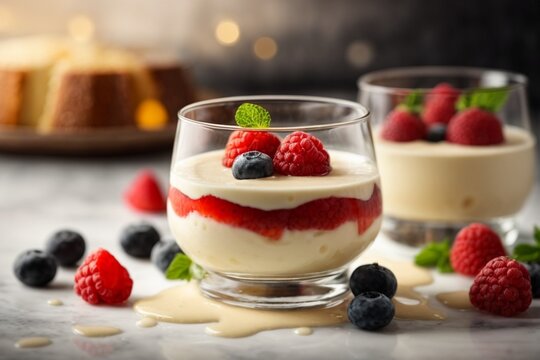 jelly with strawberry dessert (Panna Cotta)