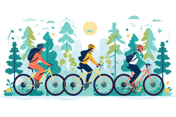 Fototapeta premium Outdoor People activity with bicycle flat design