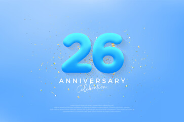 Simple and modern 26th anniversary, birthday celebration vector background. Premium vector for poster, banner, celebration greeting.