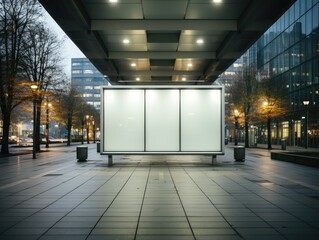 Empty Black and White Public Advertising Billboard on roadside