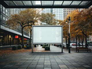 Empty Black and White Public Advertising Billboard on roadside