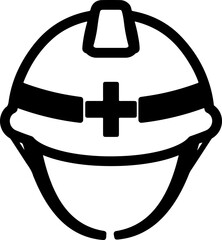 シンプルな紐付きヘルメットの線画イラスト