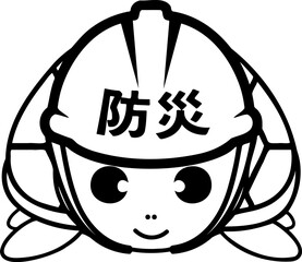 防災亀の線画シンプルマークイラスト