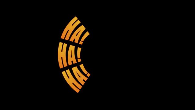 Laugh sound effect expression letters animated on alpha channel transparent background