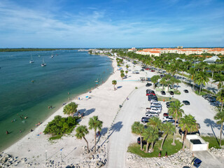 Beach recreation area along the river in Fort Pierce on Treasure Coast of Florida in St. Lucie...