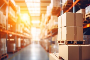 Blurred business background, Blur warehouse with bokeh light background