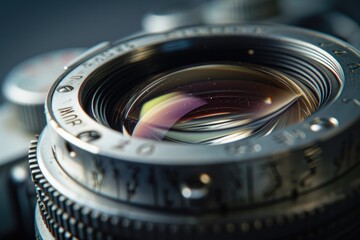 Fototapeta na wymiar Close-up of a vintage camera lens