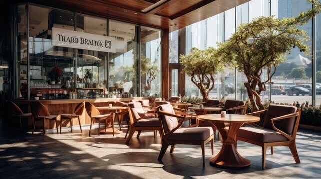 cozy coffee shop on the side of the road near the office building