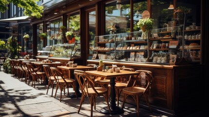 Obraz premium coffee shop outdoor interior full wood