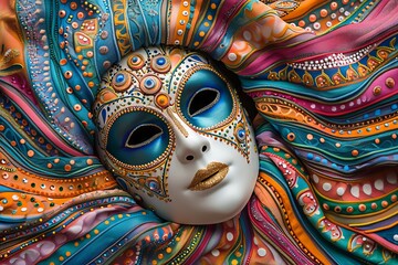 enchanting venecian mask amidst vibrant festivities, Generative AI