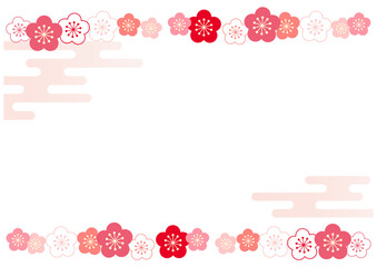 ひな祭りで使える桃の花の和風フレーム背景3