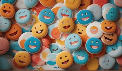 Background of emoji happy smile face from AI Generative