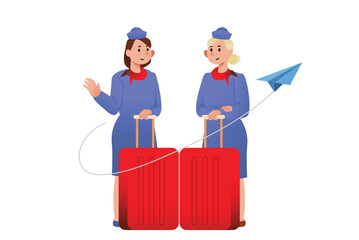  Air Hostess Professional Worker Illustration 