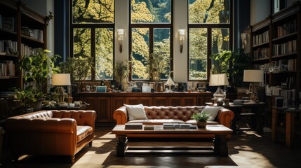 old library with bookshelves