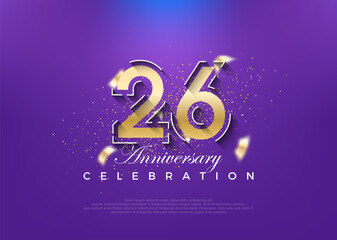 Fototapeta na wymiar Gold number 26th anniversary. premium vector design. Premium vector for poster, banner, celebration greeting.