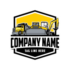 construction machine, excavator, bulldozer, truck company  logo vector image