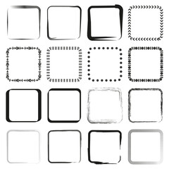 Hand drawn rectangular frames. Square frames set. Vector illustration. EPS 10.