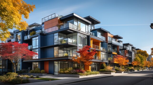 Details of new luxury homes and house complexes. City Real estate properties and condominium architecture.