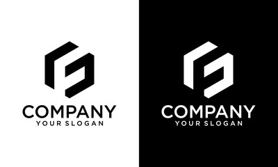 Creative Monogram Letter GF FG Hexagon Logo Design.