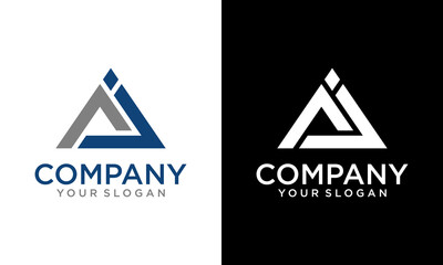 Creative modern Triangle letter AJ logo design vector. Abstract letter AJ infinity shape black illustration