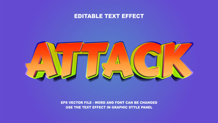 Editable Text Effect Attack 3D Vector Template