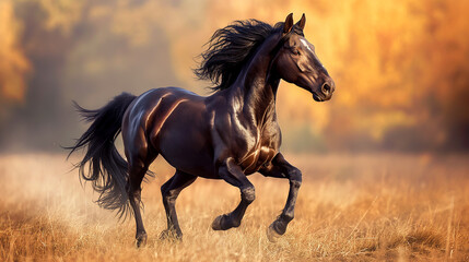 Fototapeta na wymiar horse running in the field