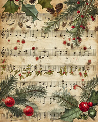 a Christmas sheet music background