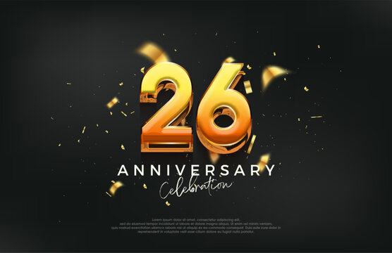 3d 26th anniversary celebration design. with a strong and bold design. Premium vector background for greeting and celebration.
