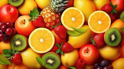 Vigorous Fruits background healthy eating, dieting concept - obrazy, fototapety, plakaty