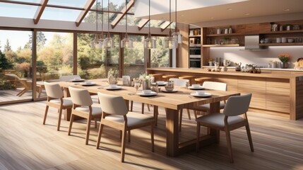 Cozy real estate, cozy white house. Luxury cooking room design project