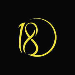 Elegant number 18 logo design template vector illustration