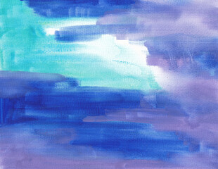 Abstract blue watercolor painting. Rough brush stroke background. Contemporary backdrop design.