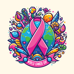 world cancer remembrance day with colorful concept