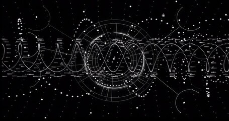 Animation of scope scanning and data processing over black background