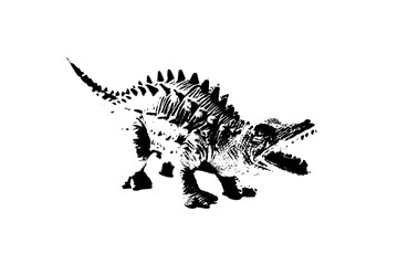 Fototapeta premium black dinosaur silhouette isolated on white background, model of dinosaurs toys