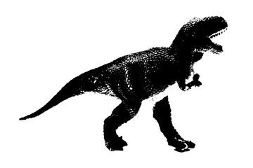 Fototapeta premium black dinosaur silhouette isolated on white background, model of T-rex toys