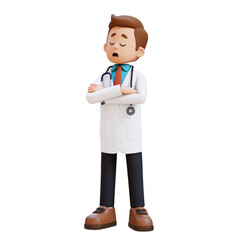 3D Doctor Character in Denial or Dissatisfaction Pose. Suitable for Medical content