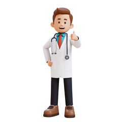 Fototapeta premium 3D Doctor Character Giving Thumbs Up Pose. Suitable for Medical content