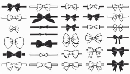 Simple Hand Drawn Ribbon Bow Collection for Decoration