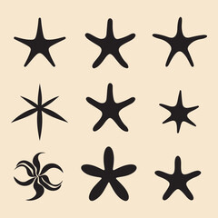 Fototapeta na wymiar starfish set black silhouette Clip vector art