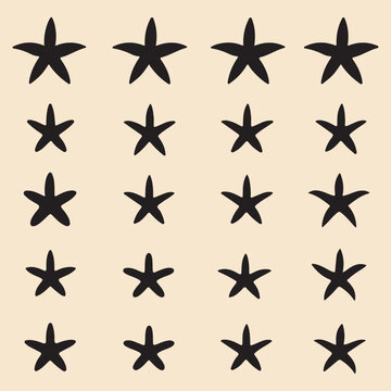 starfish set black silhouette Clip art vector
