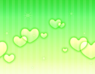 ストライプとハートの柄(シームレス)_グリーン