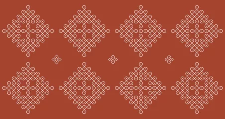 Fotobehang Indian Traditional and Cultural pulli or sikku Kolam design vector, set of editable home decor patterns © Anbuselvan