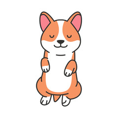 Cute cartoon corgi dog. Vector illustration isolated on white background.