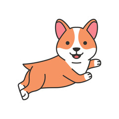 Cute corgi dog cartoon isolated on white background. Vector illustration.