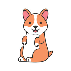 Cute corgi dog sitting. Vector illustration isolated on white background.