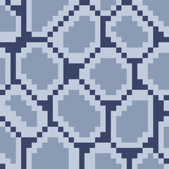 Grey stone texture tile seamless pattern, for pixel art style game, isolated vector 8-bit illustration. Stones are arranged in a random pattern, giving the design a natural and organic feel. 