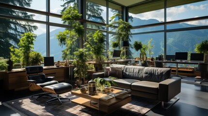 Modern office interior with a natural concept