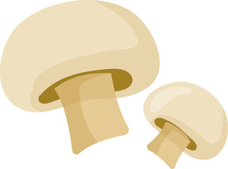 Champignon mushrooms. Ingredient of pizza on transparent, png. flat style. Champignon culinary ingredient